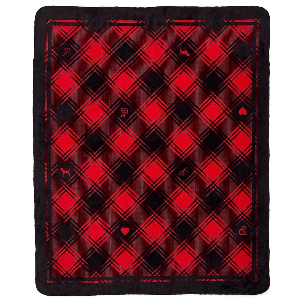 PINK Victoria's Secret Red and Black Plaid Blanket